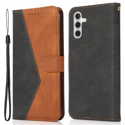 Brieftasche Ständer Ledertasche mit Handschlaufe für Samsung Galaxy A13 5G / A04s 4G (164,7 mm) – Schwarz/Braun