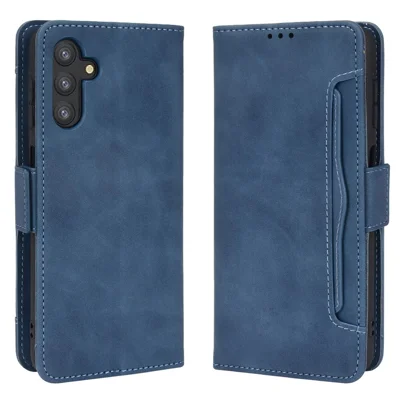 Magnetic Closure Flip Phone Case Multiple Card Slot Design PU Leather Wallet Phone Cover for Samsung Galaxy A13 5G / A04s 4G (164.7mm) - Blue