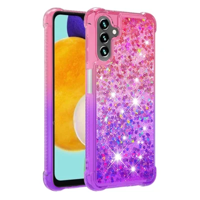 Glitzer-Quicksand-Effekt Verlaufsfarbe Weiches TPU Klar Nettes Handyhülle für Samsung Galaxy A13 5G / A04s 4G (164,7 mm) - Rosa / Lila