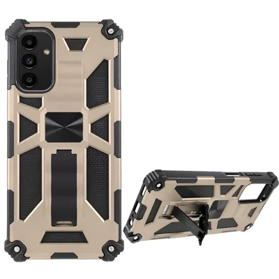 Kickstand Design Hybrid Hard PC TPU Phone Case for Samsung Galaxy A13 5G / A13 4G / A04 4G (164.4mm) / A04s 4G (164.7mm) - Gold