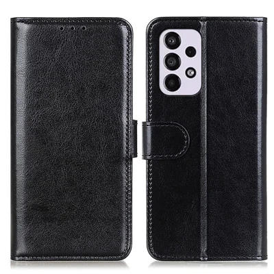 Crazy Horse Texture PU Leather Magnetic Flip Cover Stand Wallet Phone Case for Samsung Galaxy A33 5G - Black