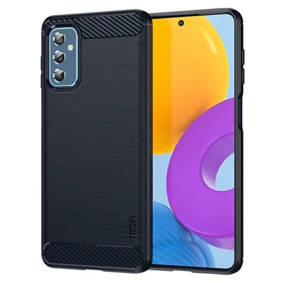 MOFI Bürstenkarbon-Design-Stoßfeste, fallfeste, weiche TPU-Schutzhülle für Samsung Galaxy M52 5G - Blau