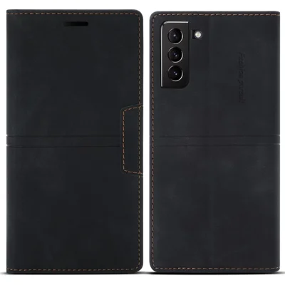 Auto-absorbed Scratch Resistant Fantasy TPU+PU Leather Phone Wallet Cover Shell for Samsung Galaxy S22 5G - Black