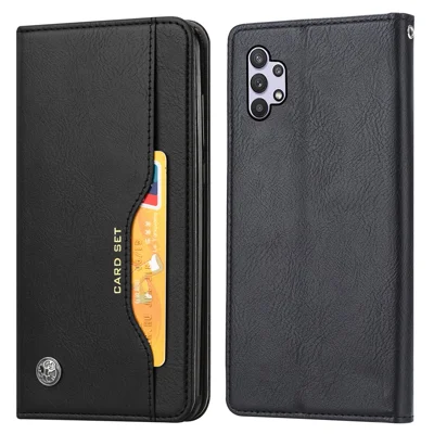 For Samsung Galaxy A53 5G Practical Wallet Stand Design Auto-absorbed Leather Protective Phone Cover - Black