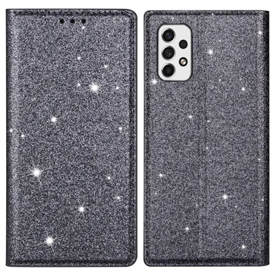 Voor Samsung Galaxy A53 5G Glitter Pailletten Ultra-dun PU Leren + TPU Hoesje Standaard Kaarthouder Telefoonhoes - Grijs