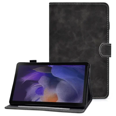 Voor Samsung Galaxy Tab A8 10.5 (2021) SM-X200 / SM-X205 Hoesje PU Leer Vouwstandaard Folio met Kaartvakken en Potloodhouder - Grijs
