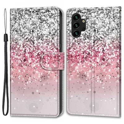 Pattern Printing PU Leather Wrist Strap Stand Feature Flip Case Cover with Card Slots for Samsung Galaxy A13 4G - C13 Glittery Powder