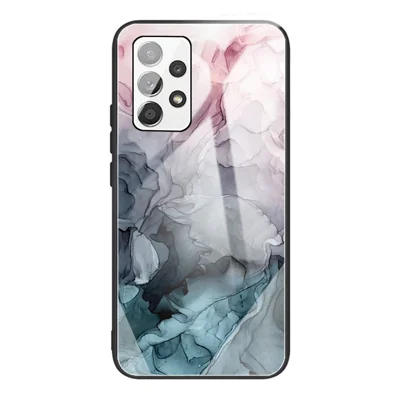 For Samsung Galaxy A33 5G Pattern Printing Soft TPU Bumper Frame Shockproof Tempered Glass Back Cover - Style A