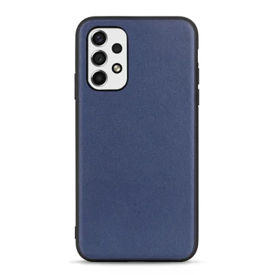 Textured Genuine Thin Light Shockproof Leather Coated PC + TPU Hybrid Case Phone Shell for Samsung Galaxy A53 5G - Blue