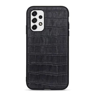 Genuine Leather Coated PC+TPU Case Crocodile Texture Anti-fall Cover for Samsung Galaxy A53 5G - Black