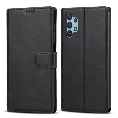 For Samsung Galaxy A13 5G / A04s 4G (164.7mm) RFID Blocking Retro PU Matte Leather Wallet Case Anti-Shock Protection Flip Stand Cover - Black