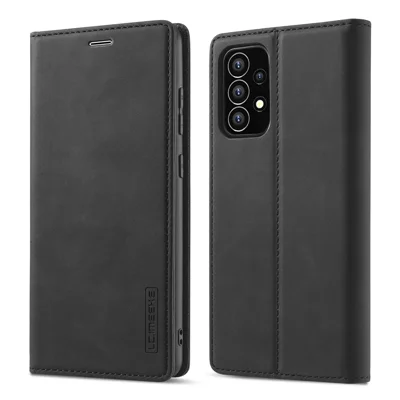 LC.IMEEKE Strong Magnetic Auto Closing PU Leather + TPU Stand Wallet Phone Case Phone Shell for Samsung Galaxy A53 5G - Black