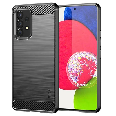 MOFI Carbon Fiber Texture Brushed Surface TPU Phone Case Scratch-resistant Protective Cover for Samsung Galaxy A53 5G - Black