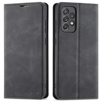 FORWENW Fantasy Series Skin-touch Full Protection PU Leather Wallet Stand Phone Case for Samsung Galaxy A53 5G - Black