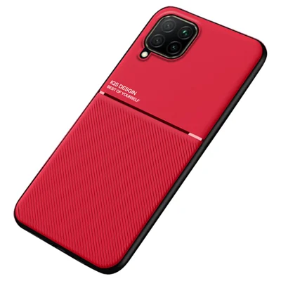 Business Style Shockproof Phone Case TPU + PU Leather Coated Protective Cover for Samsung Galaxy A22 4G (EU Version)/M32 (Global Version) - Red