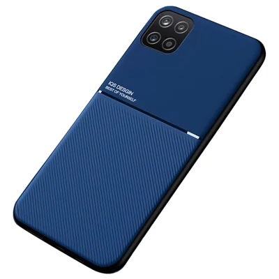 Shockproof Phone Case TPU + PU Leather Coated Anti-fall Protective Cover for Samsung Galaxy A22 5G (EU Version) - Blue