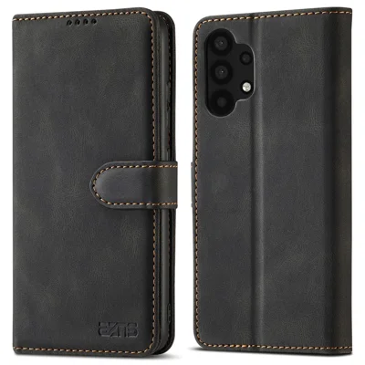 AZNS Magnetische Sluiting Leren Hoesje Stootbestendig Volledig Omsloten Portemonnee Stand Hoes voor Samsung Galaxy A32 4G (EU Versie) - Zwart
