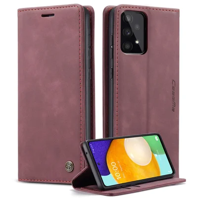 CASEME 013 Series PU Leather Folio Phone Case Wallet Stand Design Lightweight Auto-absorbed Phone Covering for Samsung Galaxy A53 5G - Red