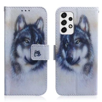 Stand Function Pattern Printing Wallet Mobile Phone Cover PU Leather Magnetic Protective Case for Samsung Galaxy A53 5G - Wolf