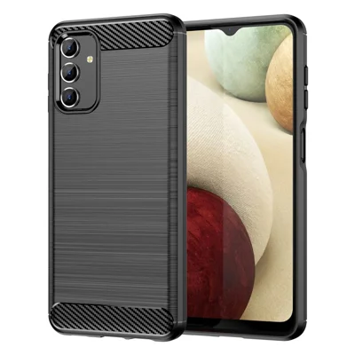 For Samsung Galaxy A13 4G / 5G / A04s 4G (164.7mm) Carbon Fiber Texture TPU Case Brushed Surface Phone Protective Cover - Black