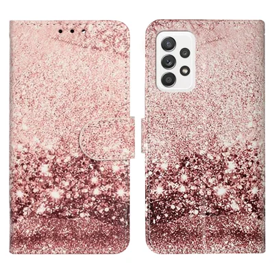 Pattern Printing Wallet Stand PU Leather + TPU Well-protected Phone Case Cover for Samsung Galaxy A53 5G - Rose Gold