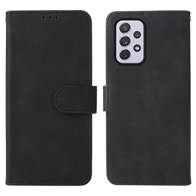 Zacht aanvoelende PU-leer + TPU telefoonhoes met standaard en portemonnee voor Samsung Galaxy A73 5G - Zwart