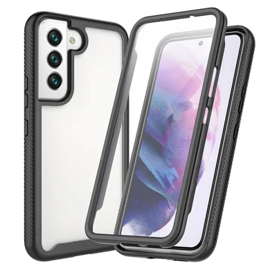 For Samsung Galaxy S22+ 5G Phone Case PC + TPU + PET Screen Protector All-inclusive Protection Hybrid Cover - Black