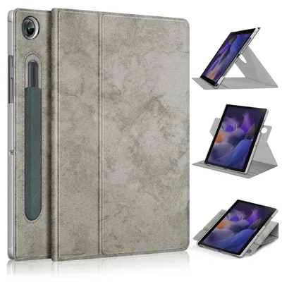For Samsung Galaxy Tab A8 10.5 (2021) / A8 10.5 (2022) Solid Color PU Leather + PC Tablet Case Rotary Stand Protective Cover - Grey