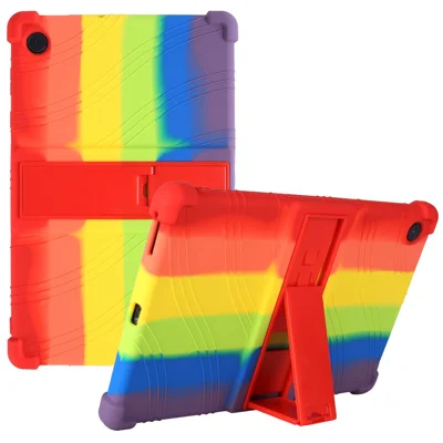 For Samsung Galaxy Tab A8 10.5 (2021) / A8 10.5 (2022) Four-corner Airbags Anti-scratch Soft Silicone Protective Tablet Case Cover with Foldable Kickstand - Multi-color