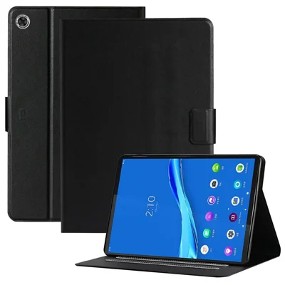 Ledertasche mit Standfunktion und Kartenfach für Samsung Galaxy Tab A8 10,5 (2021) / A8 10,5 (2022) X205 / X200, Vollschutz-Case in Einfarbig – Schwarz