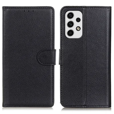 Für Samsung Galaxy A23 4G / 5G Litschi-Textur PU-Leder mit Magnetverschluss Ständer-Case Brieftasche Klappe Handyhülle - Schwarz