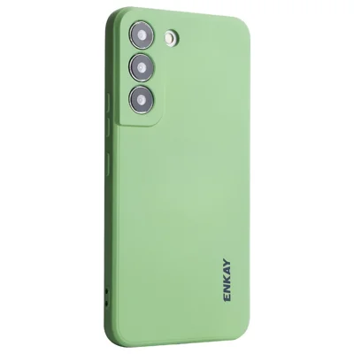ENKAY HAT PRINCE for Samsung Galaxy S22 5G Solid Color Straight Edge Drop-resistant Cover Liquid Silicone Precise Cutout Flexible Phone Case - Light Green