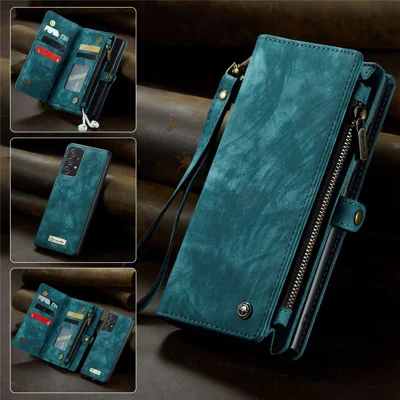 CASEME 008 Series for Samsung Galaxy A33 5G Detachable 2-in-1 Full Protection PU Leather Phone Case Multifunctional Wallet Stand Shell - Blue