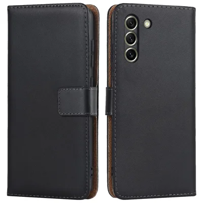 For Samsung Galaxy S21 FE 5G Genuine Leather + TPU All-Round Protection Phone Case with Wallet Stand