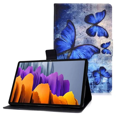 For Samsung Galaxy Tab S7 T870/Galaxy Tab S8 X700 X706 Anti-drop Pattern Printing Leather Tablet Case Protective Cover - Butterfly
