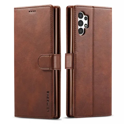 Capa de Inversão LC.IMEEKE para Samsung Galaxy A13 4G / A04 4G (164,4 x 76,3 x 9,1 mm), Capa Interior em TPU Resistente a Choques com Suporte em Couro Sintético Texturizado - Café