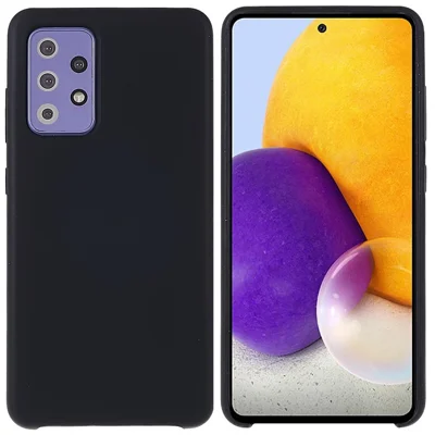 For Samsung Galaxy A72 5G/4G Cell Phone Cover Premium Solid State Silicone Mobile Phone Case with Comfortable Touch Feeling - Black