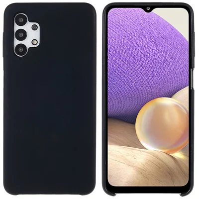 For Samsung Galaxy A32 5G Solid Silicone Ultra Slim Shockproof Phone Case Silky-Soft Touch Shockproof Back Cover - Black