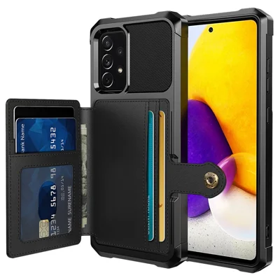 ZM03 Mobile Phone Case for Samsung Galaxy A73 5G TPU + PU Leather Wallet Kickstand Function Phone Shell with Magnetic Metal Sheet - Black