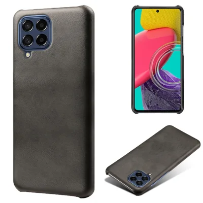 Per Samsung Galaxy M53 5G Protezione dello schermo Custodia telefonica in PC rivestita in pelle PU antishock a tutto tondo - Nero