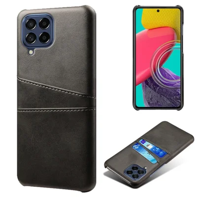 Per Samsung Galaxy M53 5G Back Case Shell Multipurpose Card Slots All-round Shockproof Phone Protector PU Leather Coated Hard PC Cover - Nero