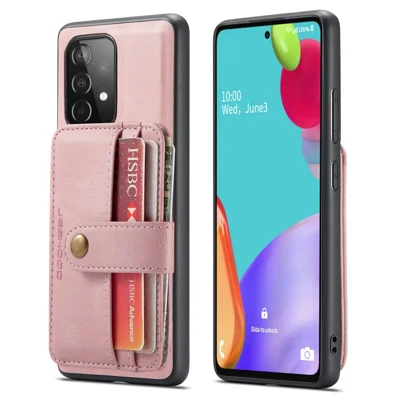 JEEHOOD for Samsung Galaxy A52 4G/5G/A52s 5G Leather Coated TPU Cover Anti-scratch Well-protected Detachable 2-in-1 Wallet RFID Blocking Phone Case - Pink