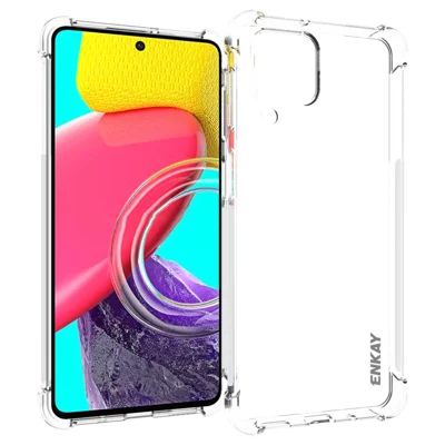 ENKAY HAT PRINCE For Samsung Galaxy M53 5G Thickened Corners Anti-fall Protection Clear TPU Cover Phone Protective Case with Anti-slip Strip Edge