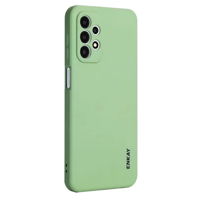 ENKAY HAT PRINCE غطاء سيليكون سائل لهاتف Samsung Galaxy A23 4G / 5G (النسخة العالمية)، غطاء حماية عدسة الكاميرا بتصميم حواف مستقيمة مضاد للاصطدام - أخضر فاتح