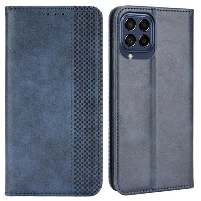Copertina Telefonica Automatica Per Samsung Galaxy M53 5G, Accessorio Per Telefoni Cellulari Per Cellulare Per Portafoglio Anti-fallo Di Superficie Retrò - Blu