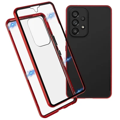 Vollkörperschutzhülle für Samsung Galaxy A53 5G, magnetische Panzerglas-Hülle, doppelseitig, Rot