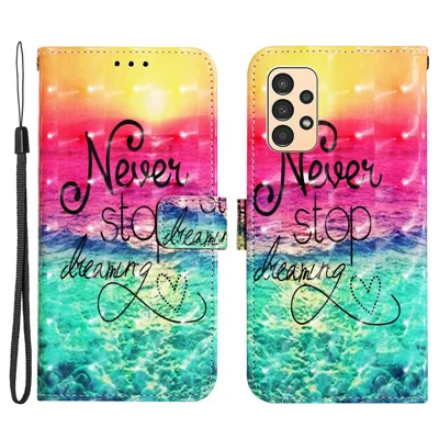 Funda de cuero para Samsung Galaxy A13 4G con estampado 3D, billetera con soporte y correa - Nunca dejes de soñar