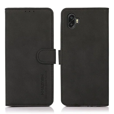 KHAZNEH for Samsung Galaxy Xcover 6 Pro Wallet Case Textured PU Leather Inner TPU Anti-Scratch Full Protective Stand Flip Cover - Black