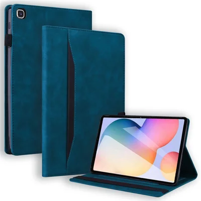 For Samsung Galaxy Tab S6 Lite (2020) / (2022) / (2024) Wear-resistant Tablet Case PU Leather Stand Wallet Folio Flip Shell with Pencil Holder - Blue