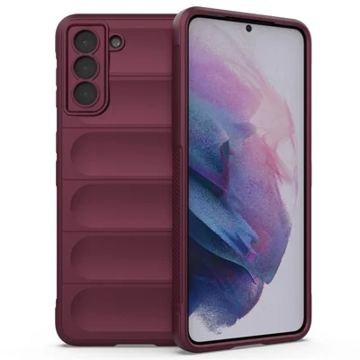For Samsung Galaxy S21+ 5G Rugged Back Phone Case Shockproof Soft TPU Protective Cover - Wine Red